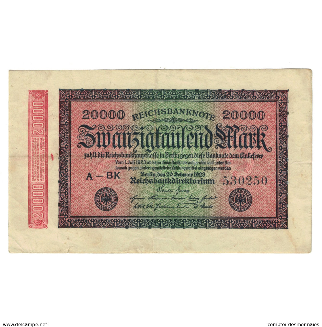 Billet, Allemagne, 20,000 Mark, 1923, 1923-02-20, KM:85d, TTB - 20000 Mark