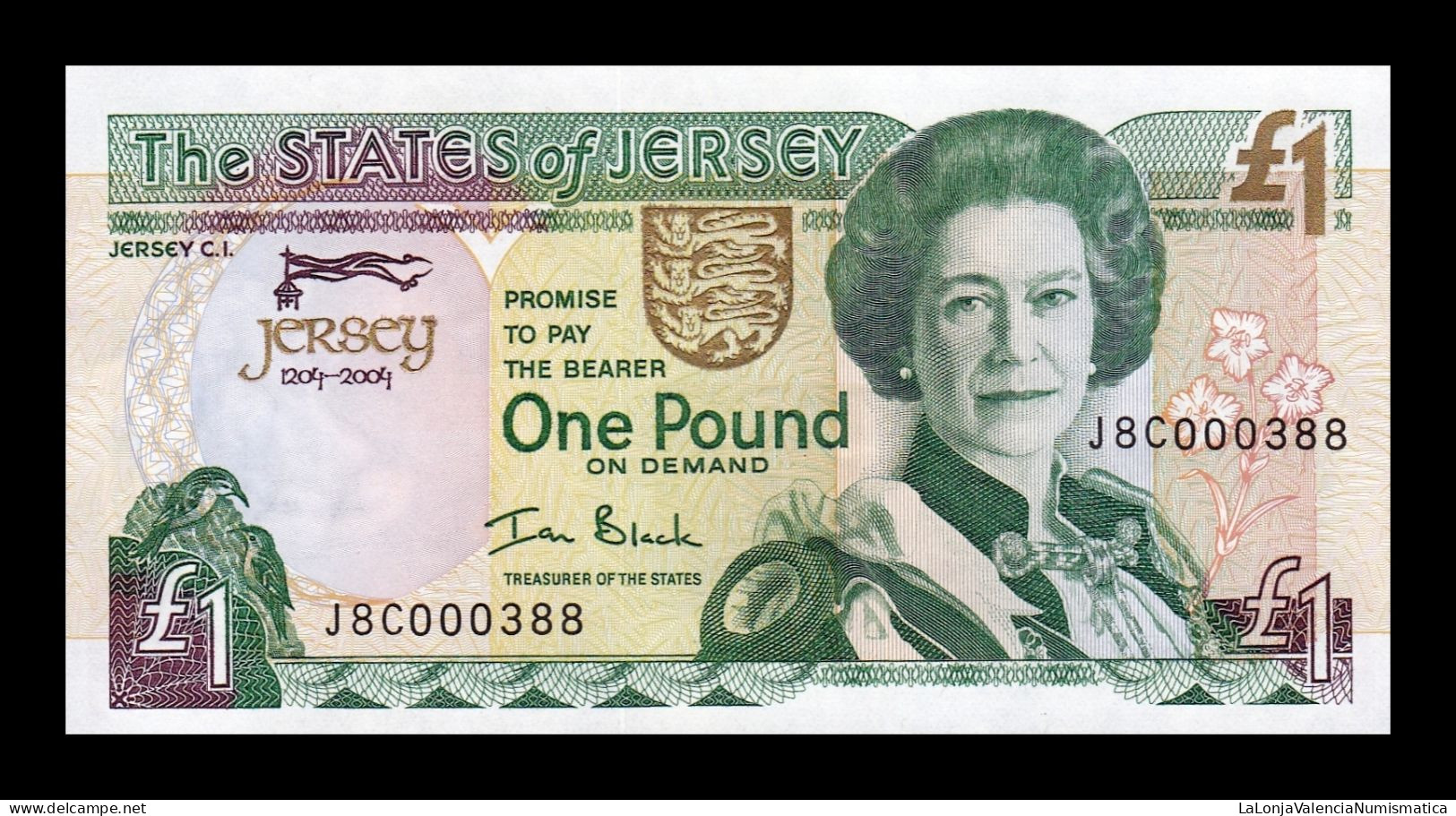 Jersey 1 Pound Elizabeth II Commemorative 2004 Pick 31 Low Serial Sc Unc - Jersey