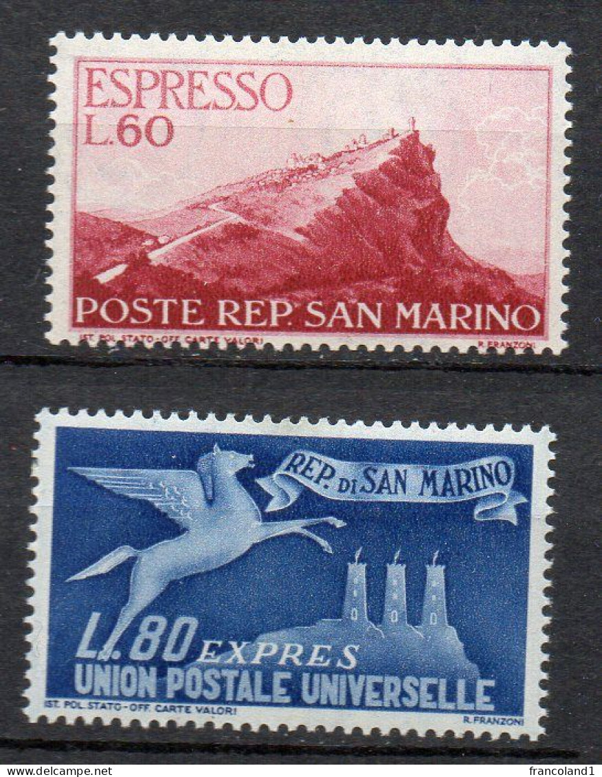 1950 S. Marino - Espressi 21 - 22 Integri MNH** - Francobolli Per Espresso
