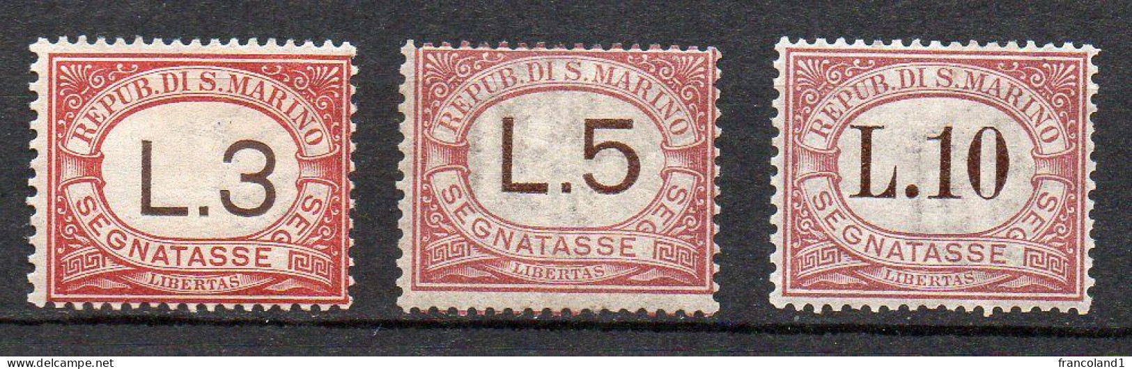 1897 San Marino - I Serie Completa **/* N. 1 - 9 - Segnatasse