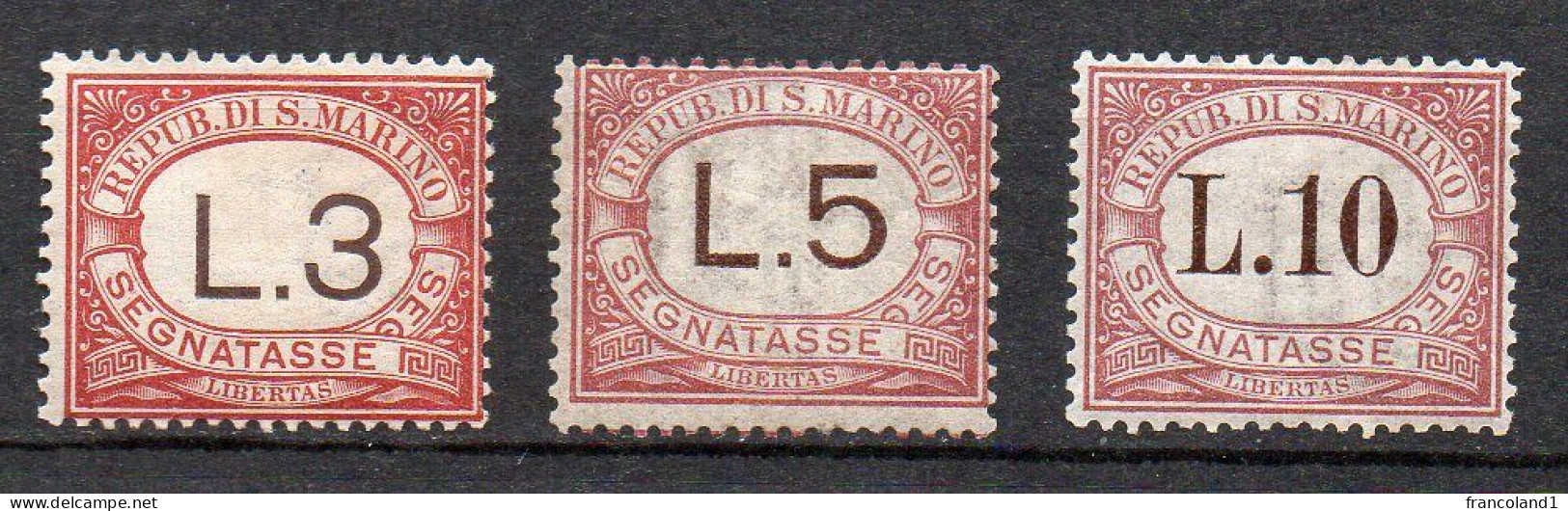 1897 San Marino - I Serie Completa **/* N. 1 - 9 - Impuestos