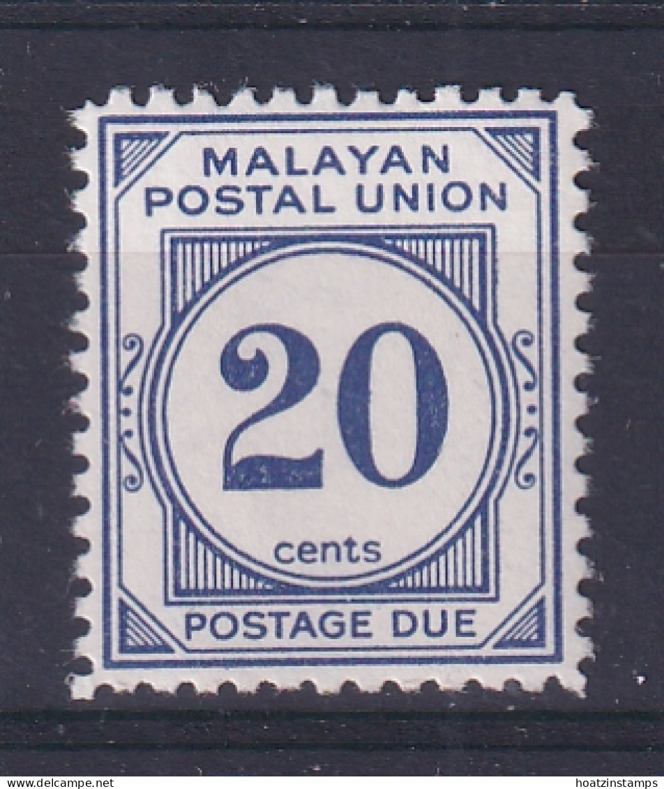 Malayan Postal Union: 1964/65   Postage Due   SG D28a     20c   [Perf: 12]   MNH - Malayan Postal Union