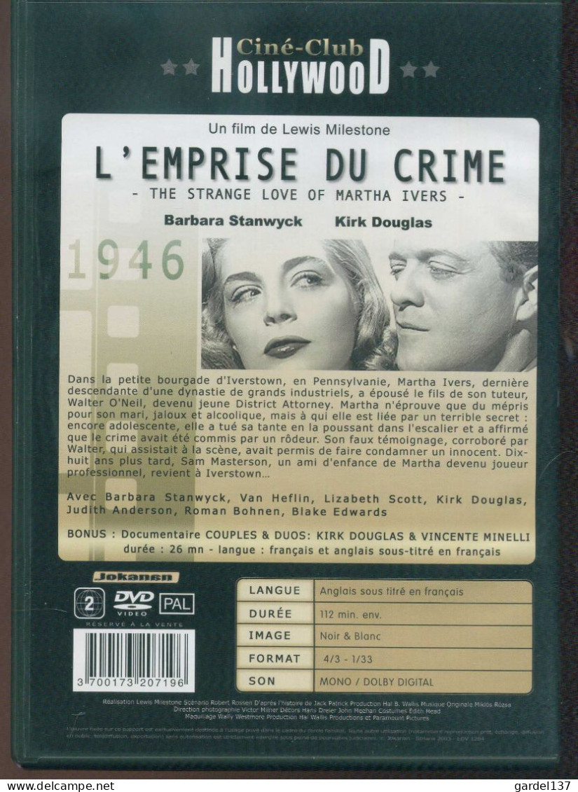 DVD Ciné-Club Hollywood : L'Emprise Du Crime De Lewis Milestone - Konvolute