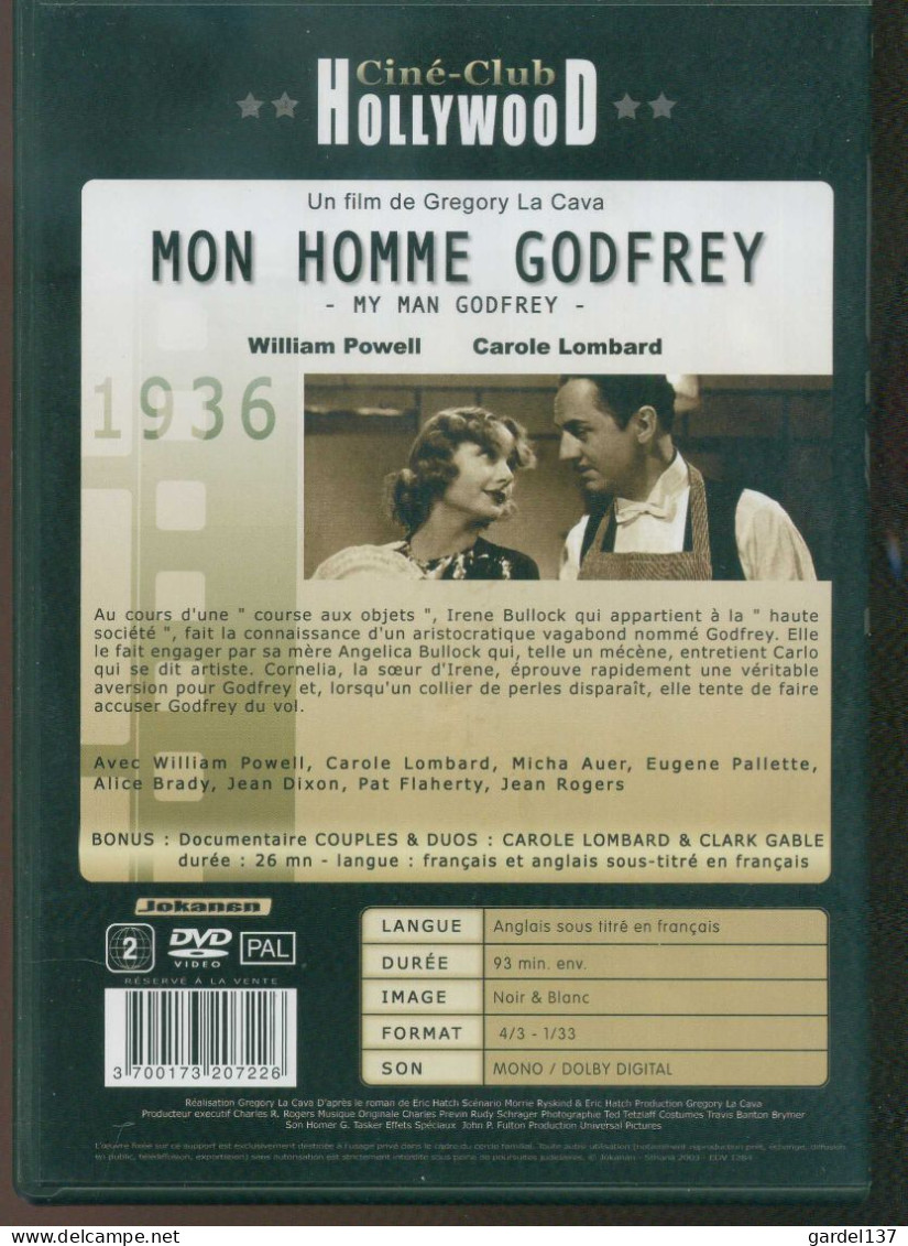 DVD Ciné-Club Hollywood : Mon Homme Godfrey De Gregory La Cava - Konvolute