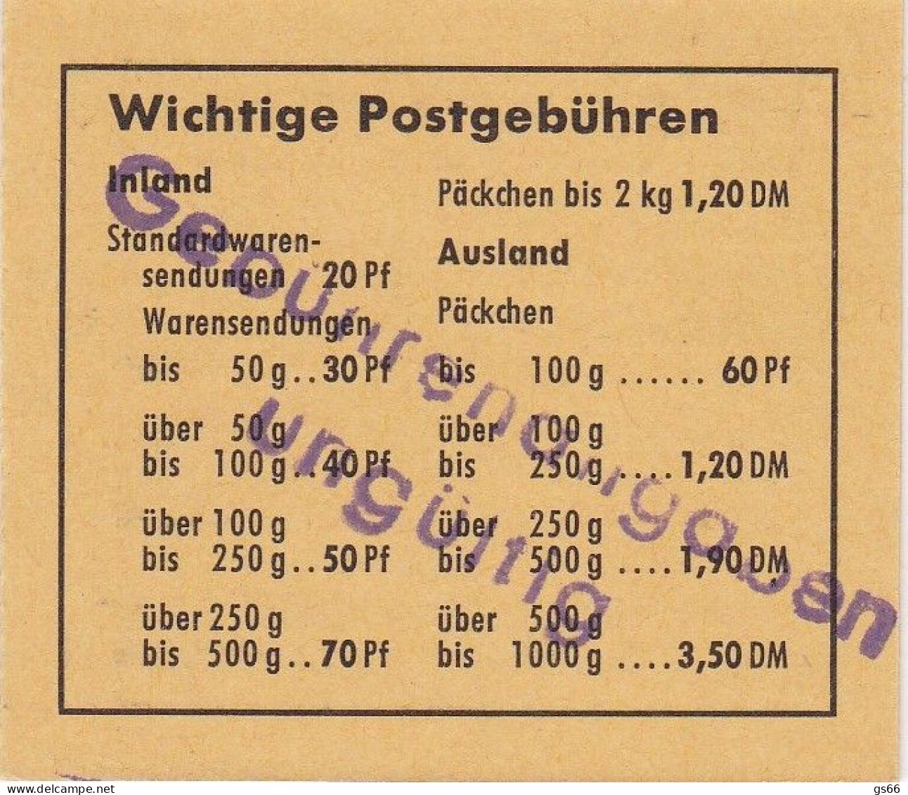 Bund , 1968, MH 14 G Mit Handstempel Gebührenangaben Ungültig Violetter 2-Zeiler, Hameln - 1951-1970