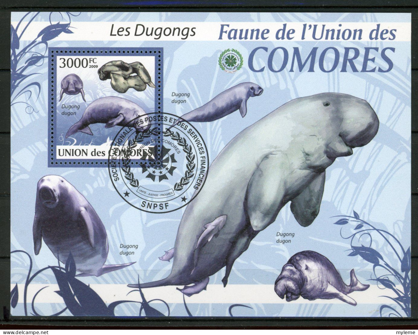 AR2-21 Comores Bloc N° 193 Oblitéré Les Dugongs à 10 % De La Cote   A Saisir !!! - Comores (1975-...)