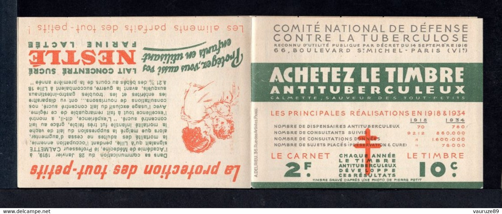 Carnet De 1934  - Tuberculose - Antituberculeux - N°34D--Constantine--16--Très RARE  Carnet D'ALGERIE. - Blocks & Sheetlets & Booklets