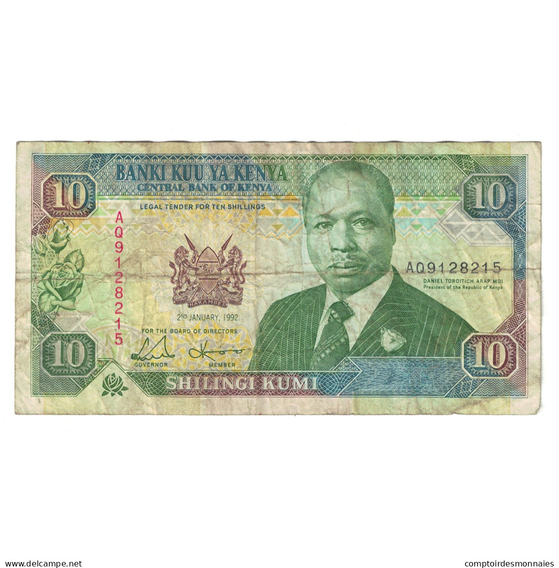 Billet, Kenya, 10 Shillings, 1992, 1992-01-02, KM:24d, TB - Kenya