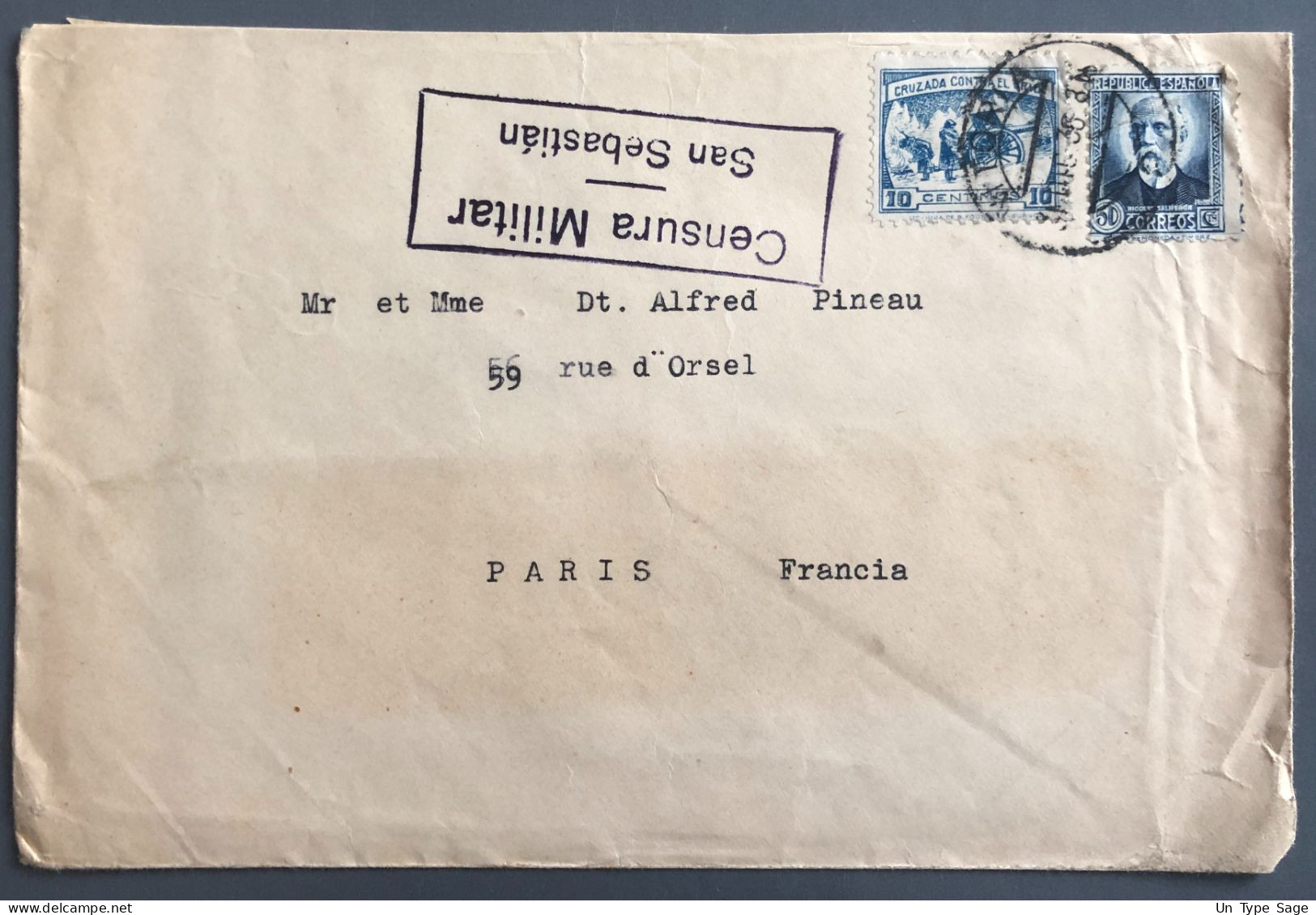 Espagne, Divers Sur Enveloppe De Vitoria 31.10.1938 + Censure San Sebastian - (W1214) - Lettres & Documents