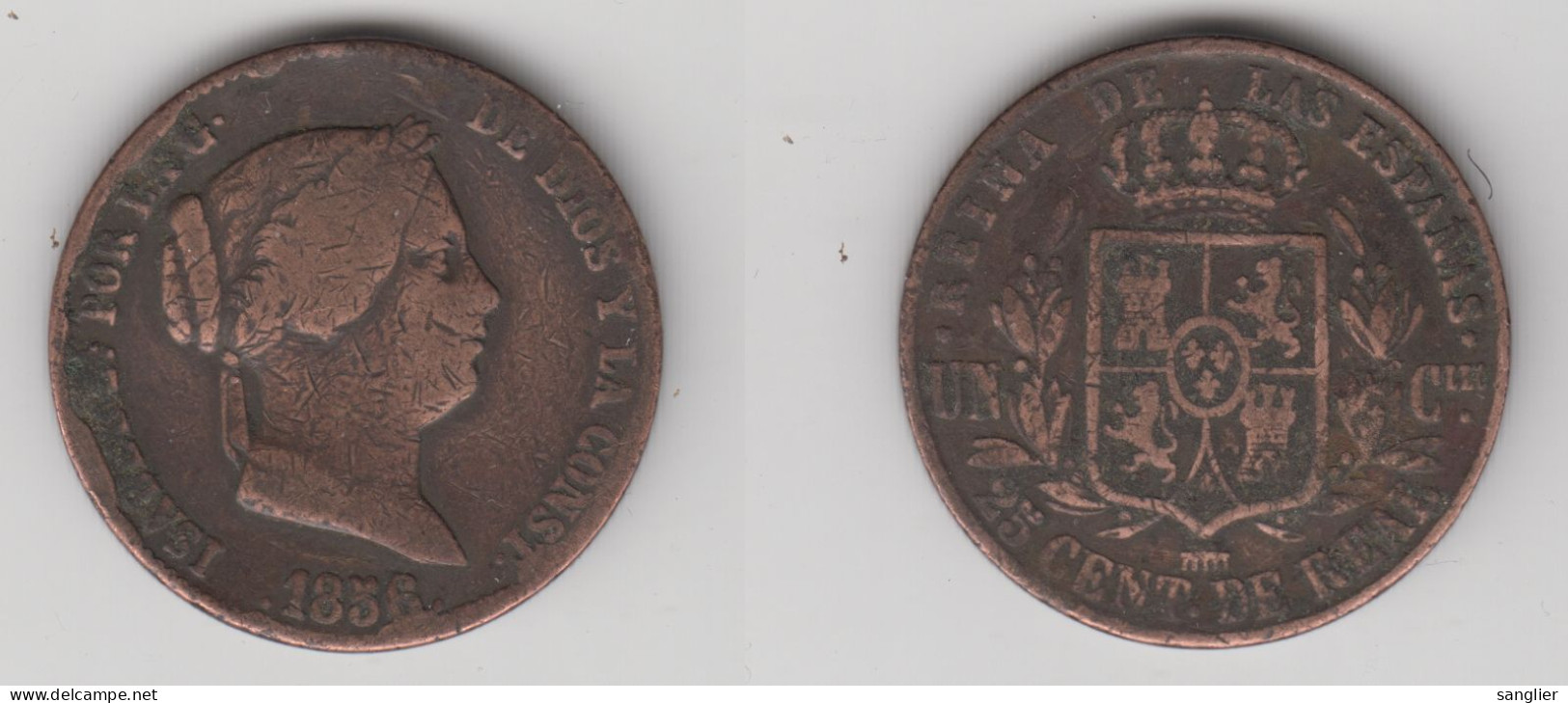 ESPAGNE 25 CENTIMOS  - CENT DE REAL 1856 - Monete Provinciali