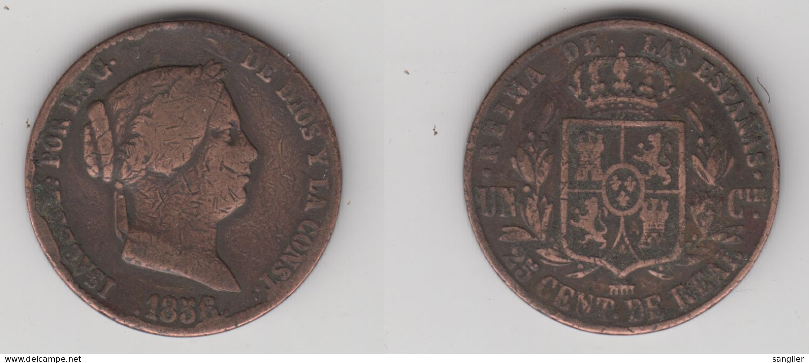 ESPAGNE 25 CENTIMOS  - CENT DE REAL 1856 - Provinciale Munten