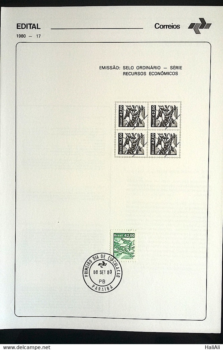 Brazil Brochure Edital 1980 17 Economic Resources Pea With Stamp CPD PB - Briefe U. Dokumente