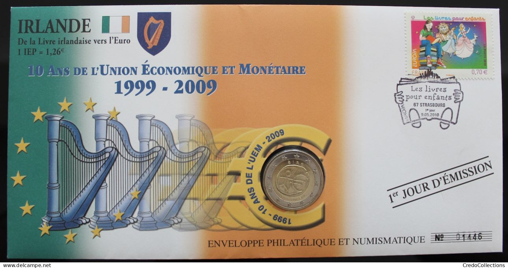 IRLANDE - Enveloppe 1er Jour + 2€ 2009 (10 Ans De L'UEM) - Irlande