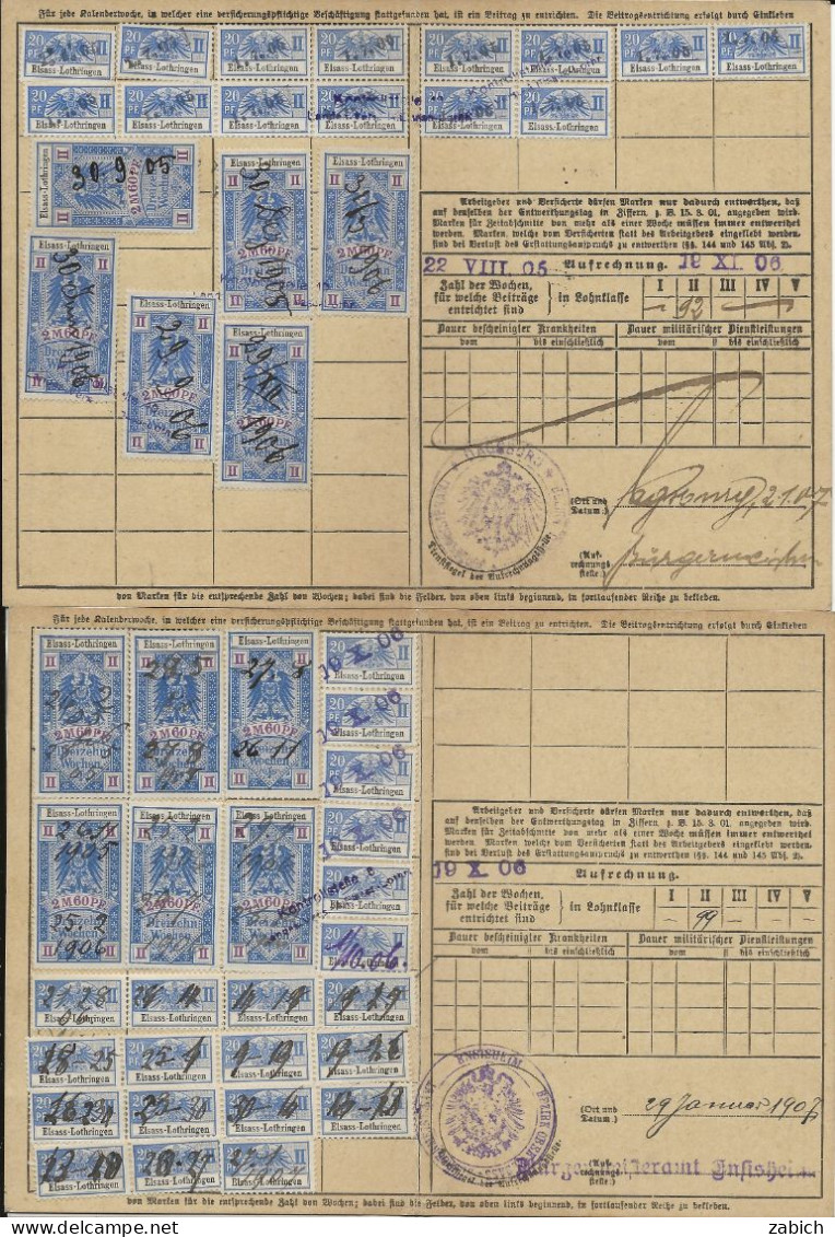 131  SOCIO-POSTAUX D'ALSACE LORRAINE1905 SUR 2 CARTES 12Ex 13 Semaines N°10 2F60 Bleu - Other & Unclassified