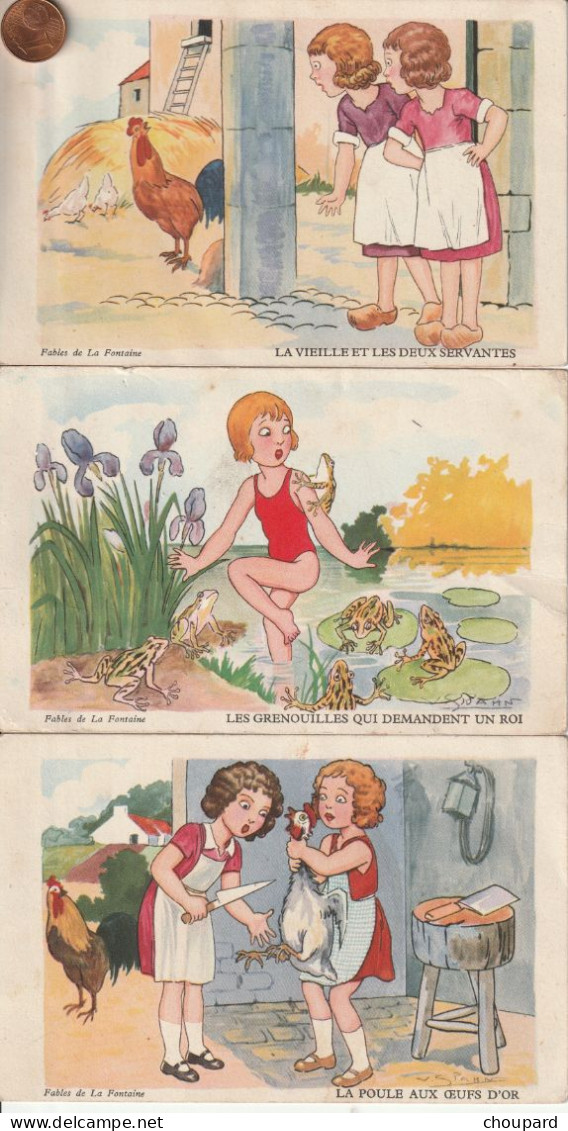 3 Cartes Postales Anciennes Des Fables De La Fontaine   Illustration  PAHN ( Carte éditions PC ) - Contes, Fables & Légendes