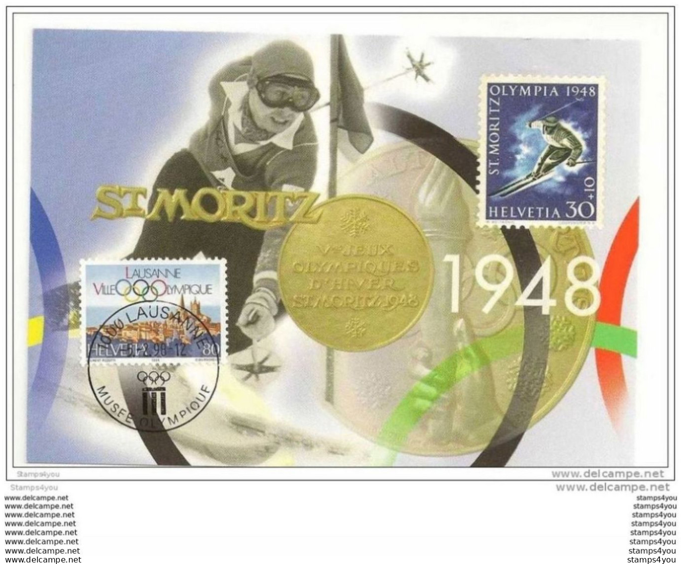 118 - 47 - Superbe Entier Postal Suisse La Poste Suisse à Nagano - Timbre Lausanne Et Cachet Musée Olympique 1998 - Hiver 1998: Nagano