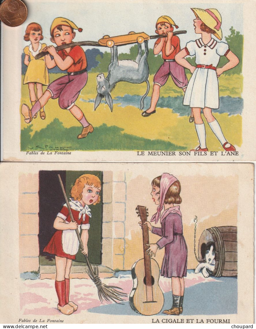 2 Cartes Postales Anciennes Des Fables De La Fontaine   Illustration  PAHN ( Carte éditions PC ) - Fiabe, Racconti Popolari & Leggende