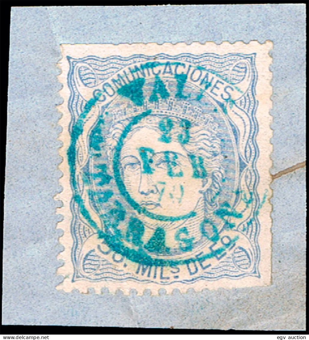 Tarragona - Edi O 107 - 50 Milm. - Fragmento Mat Fech. Tp. II Azul "Valls" - Used Stamps