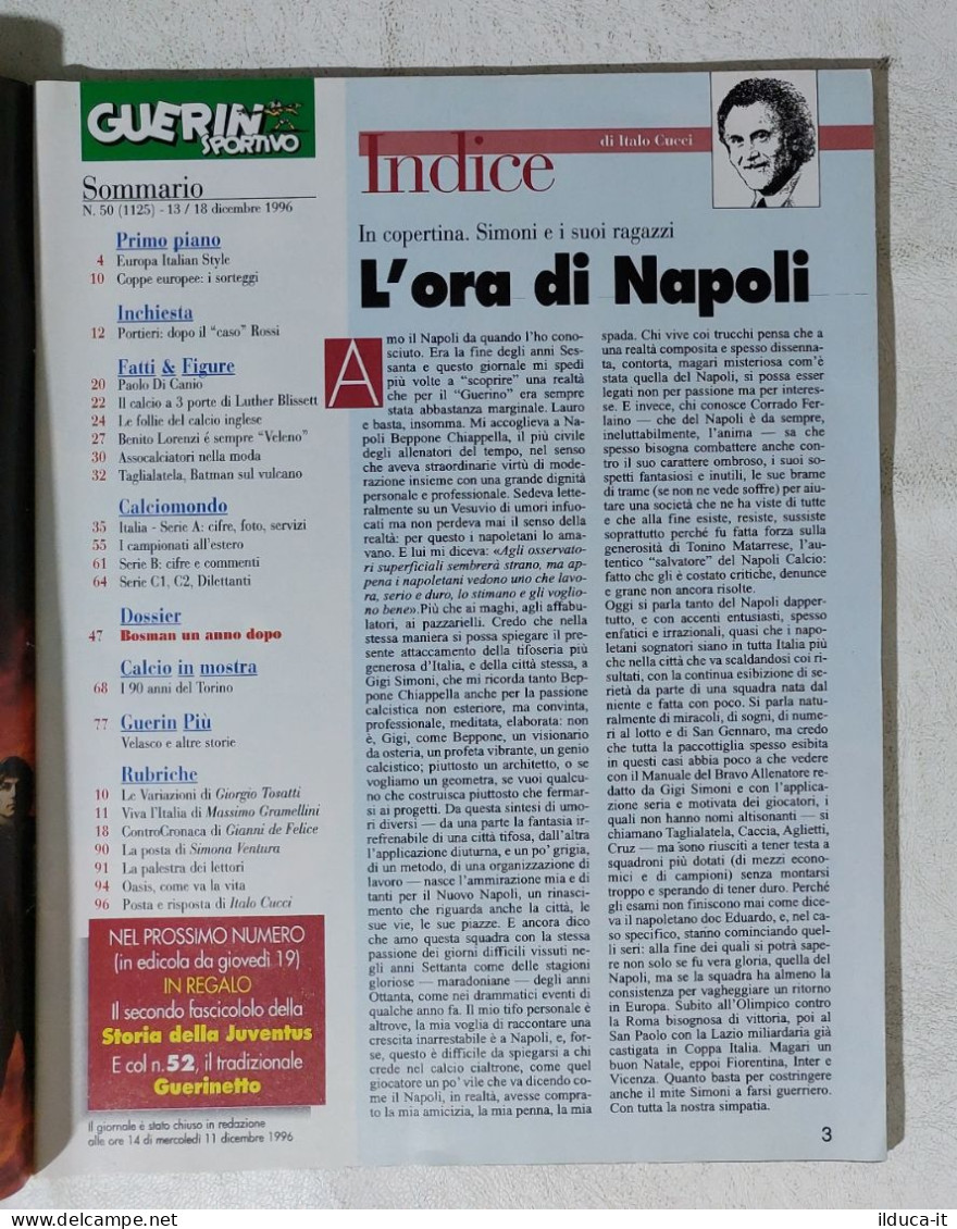 I115091 Guerin Sportivo A. LXXXIV N. 50 1996 - Capello - Napoli - Trapattoni - Deportes