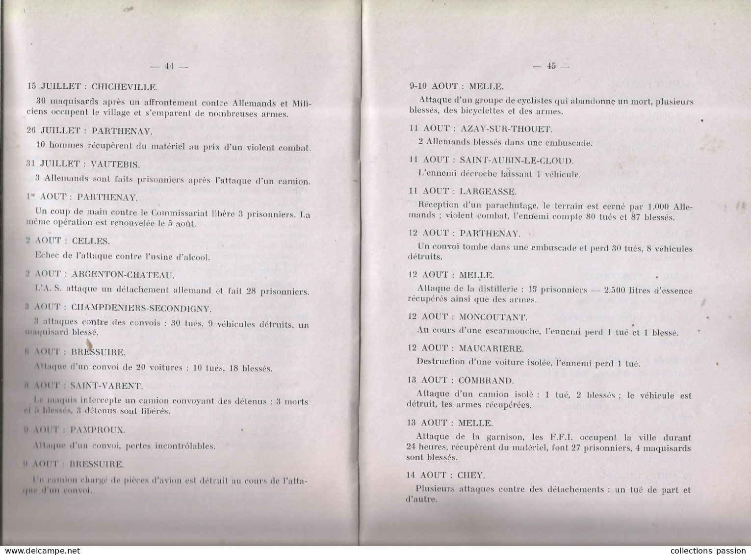 GUERRE 139-45, HISTOIRE DE LA RESISTANCE Dans Les DEUX SEVRES, Par L. Vien, 1973, 60 Pages, Frais Fr 4.45 E - War 1939-45