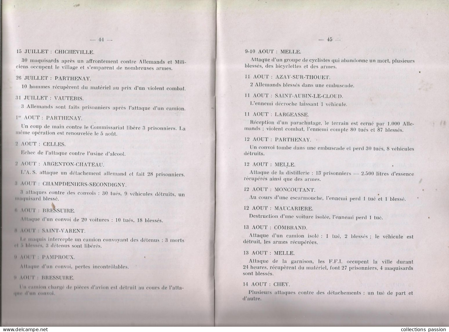 GUERRE 139-45, HISTOIRE DE LA RESISTANCE Dans Les DEUX SEVRES, Par L. Vien, 1973, 60 Pages, Frais Fr 4.45 E - Oorlog 1939-45