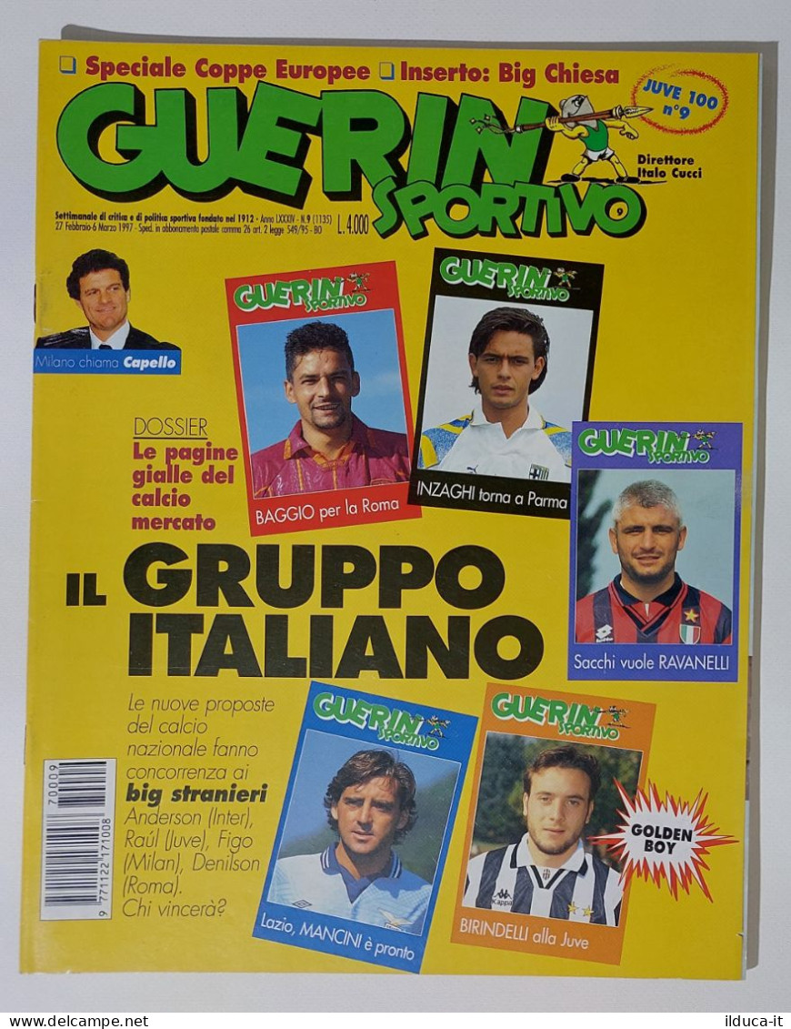 I115101 Guerin Sportivo A. LXXXIV N. 9 1997 - Baggio Inzaghi Mancini Ravanelli - Sports