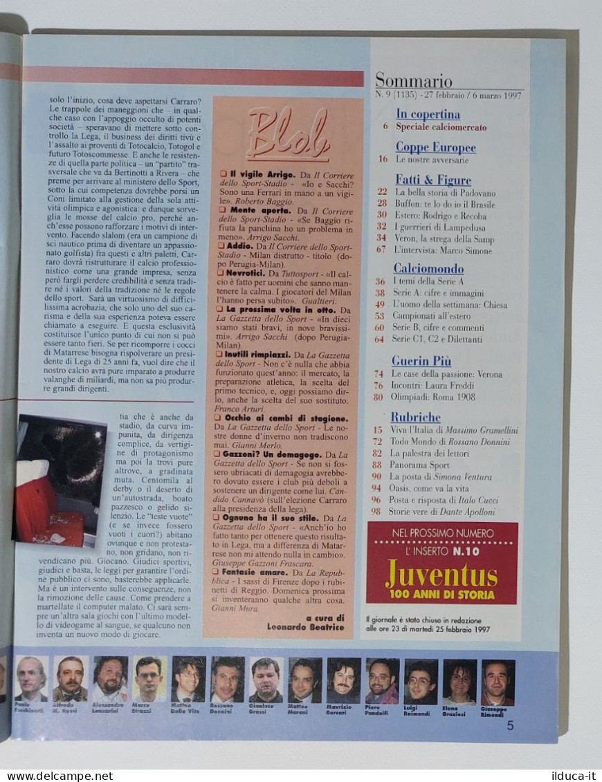 I115101 Guerin Sportivo A. LXXXIV N. 9 1997 - Baggio Inzaghi Mancini Ravanelli - Sports