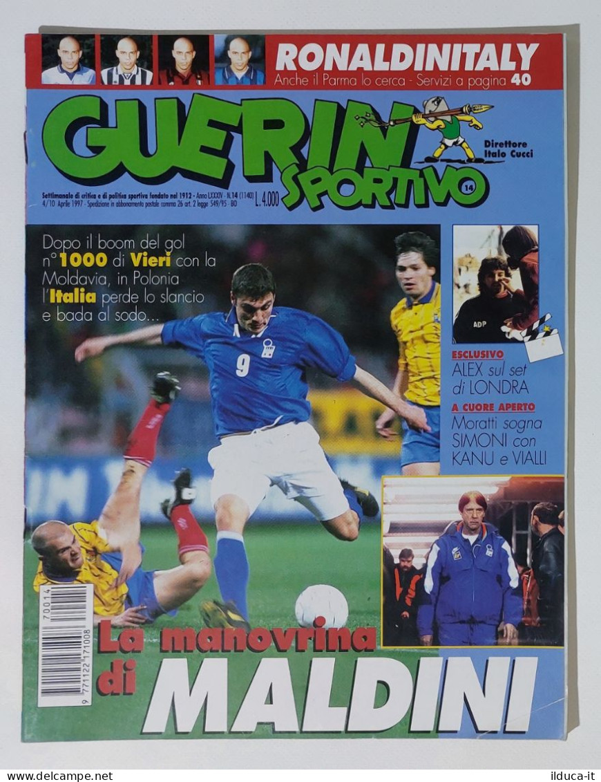 I115106 Guerin Sportivo A. LXXXIV N. 14 1997 - Vieri - Del Piero - Maldini Itali - Deportes