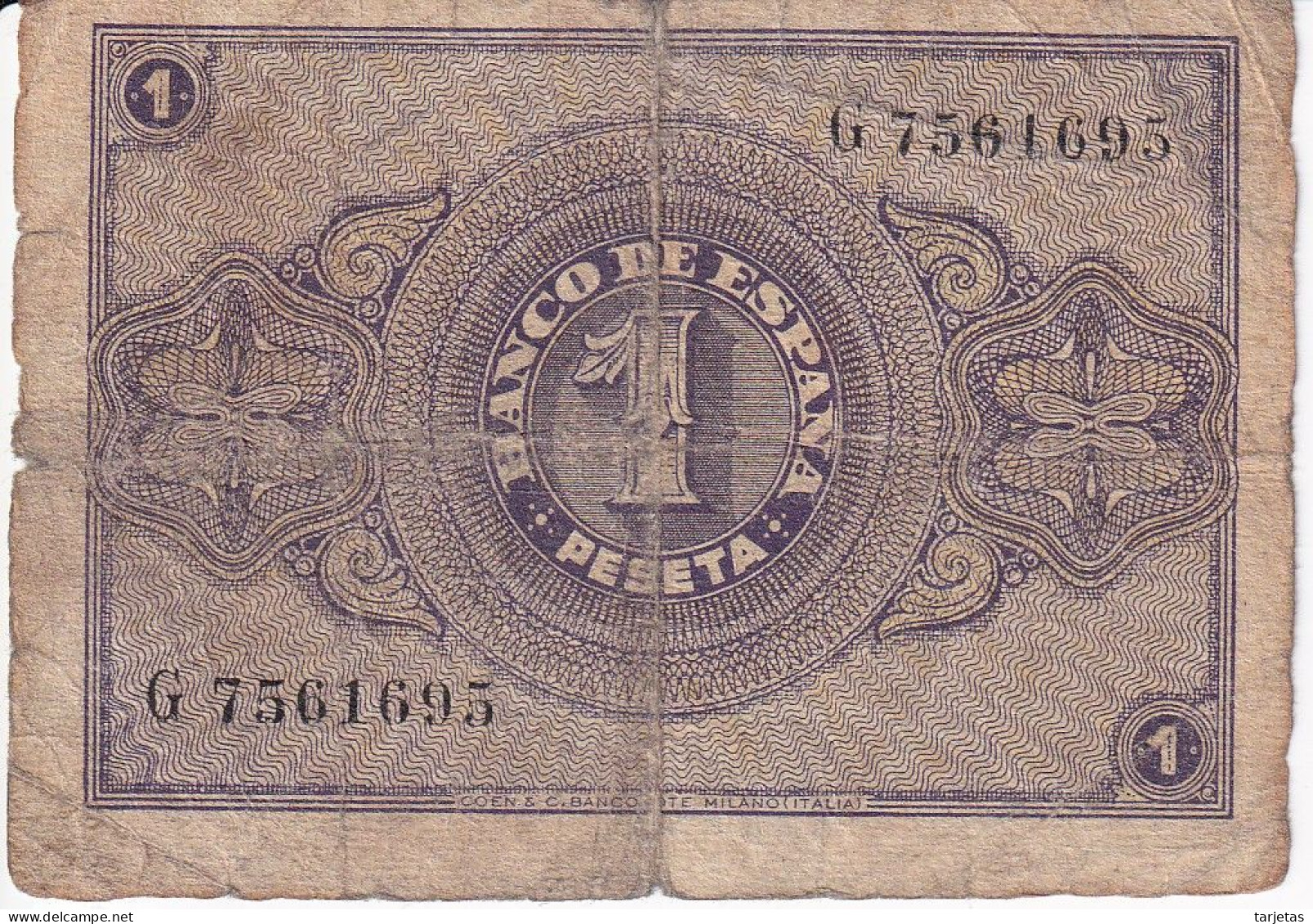 BILLETE DE BURGOS DE 1 PTA DEL 30 ABRIL 1938 SERIE G   (BANKNOTE) - 1-2 Pesetas