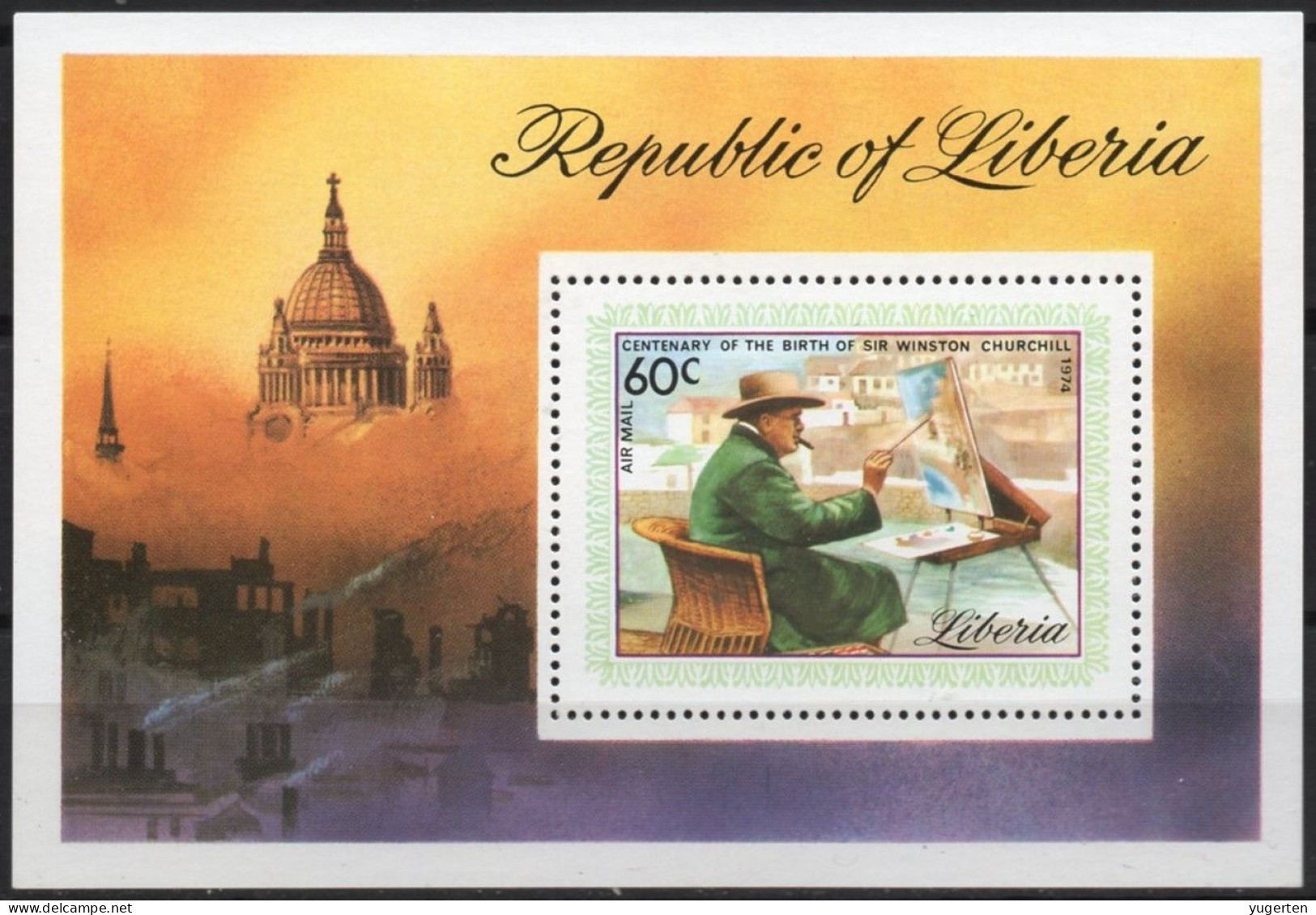 LIBERIA 1974 - 1 Block - MNH - Sir Winston Churchill - YT N° B73 - Painting - Peinture - Art - Painter - Birth Centenary - Sir Winston Churchill