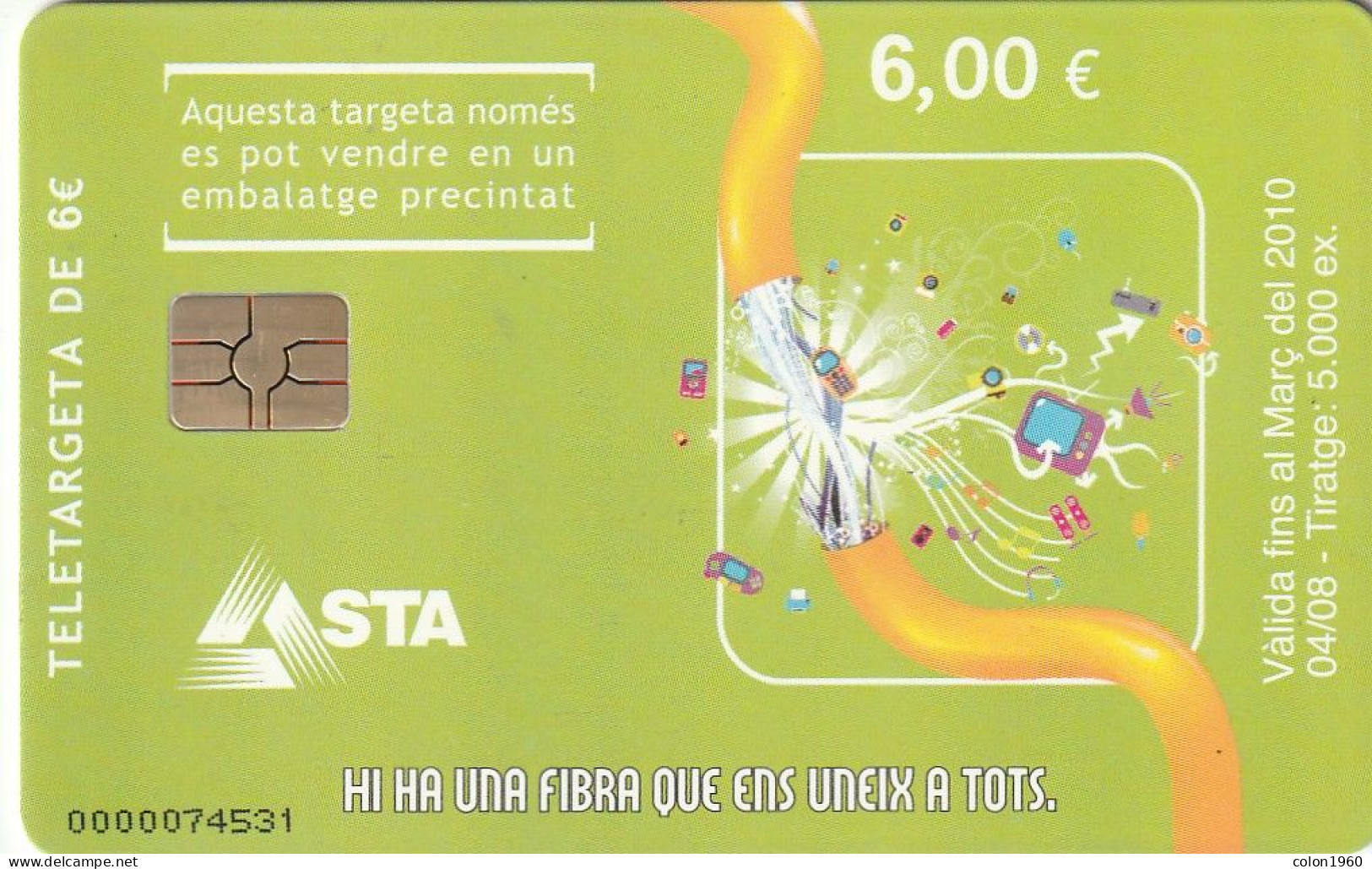 ANDORRA. AD-STA-0159. Fibra Optica (I). 2008-04. 5000 Ex. (001) - Andorre