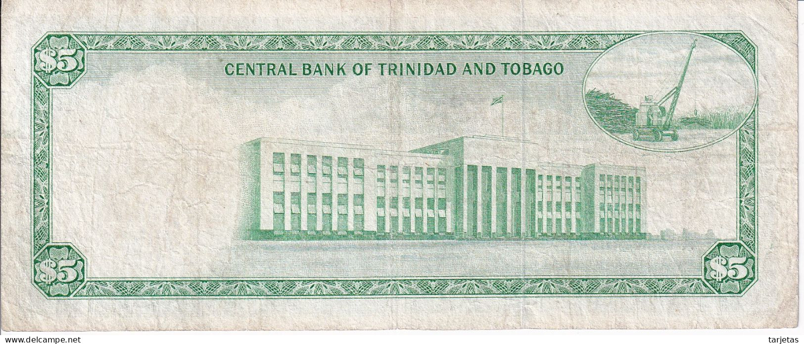 BILLETE DE TRINIDAD Y TOBAGO DE 5 DOLLARS DEL AÑO 1977 (BANKNOTE) (lavado) - Trinidad Y Tobago