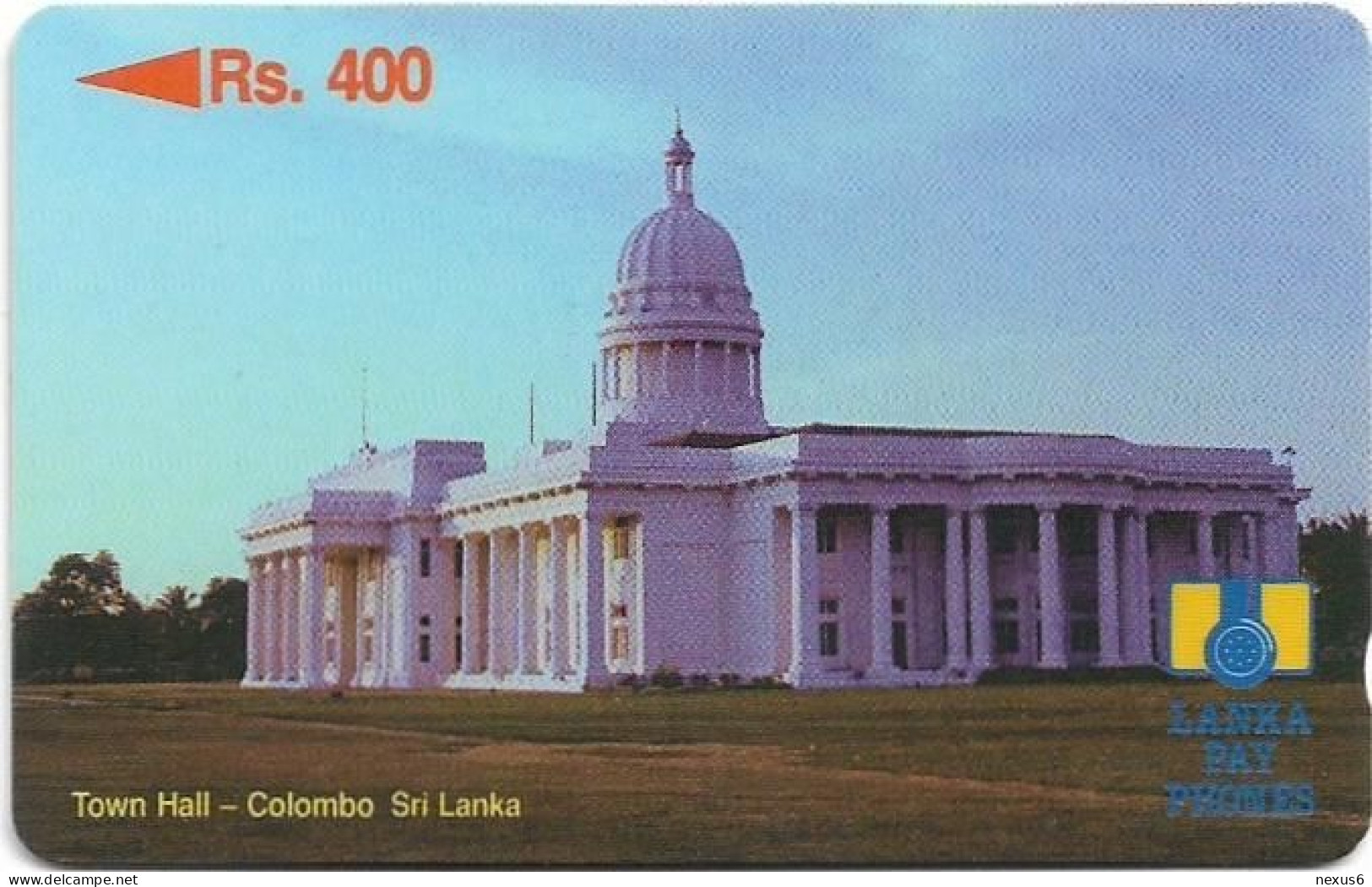 Sri Lanka - Lanka Pay Phones (GPT) - Town Hall Colombo - 15SRLA (Dashed Zero Ø, Letter B), 400Rs, Used - Sri Lanka (Ceylon)