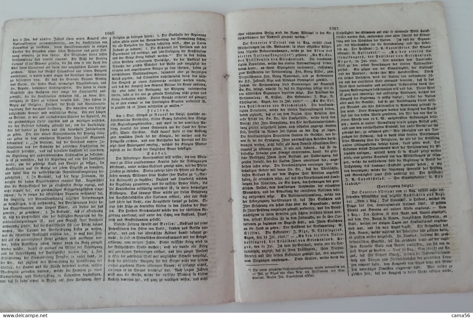 Allgemeine Zeitung 29 Settembre 1829 - Autres & Non Classés