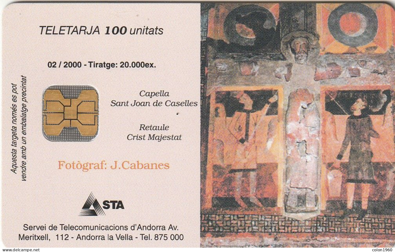 ANDORRA. AD-STA-0113. Sant Joan Of Caselles (by Night). 2000-02. 20000 Ex. (117) - Andorre