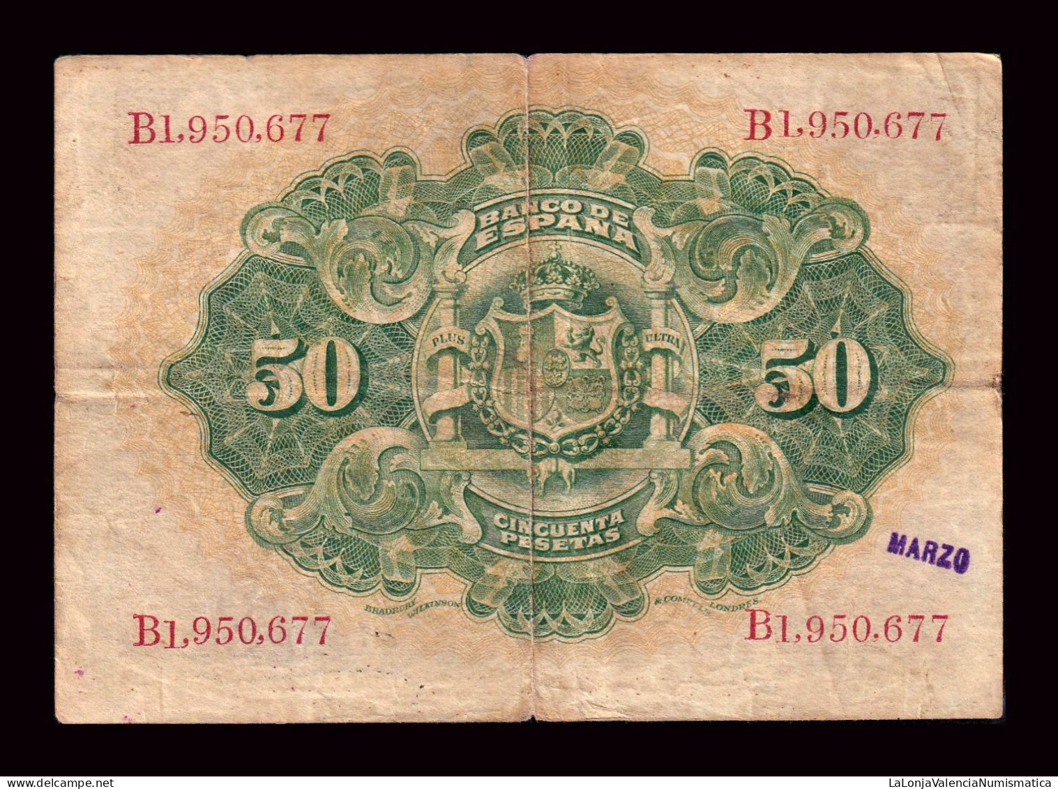 España Spain 50 Pesetas 1906 Pick 58a Serie B Bc/Mbc F/Vf - 50 Peseten