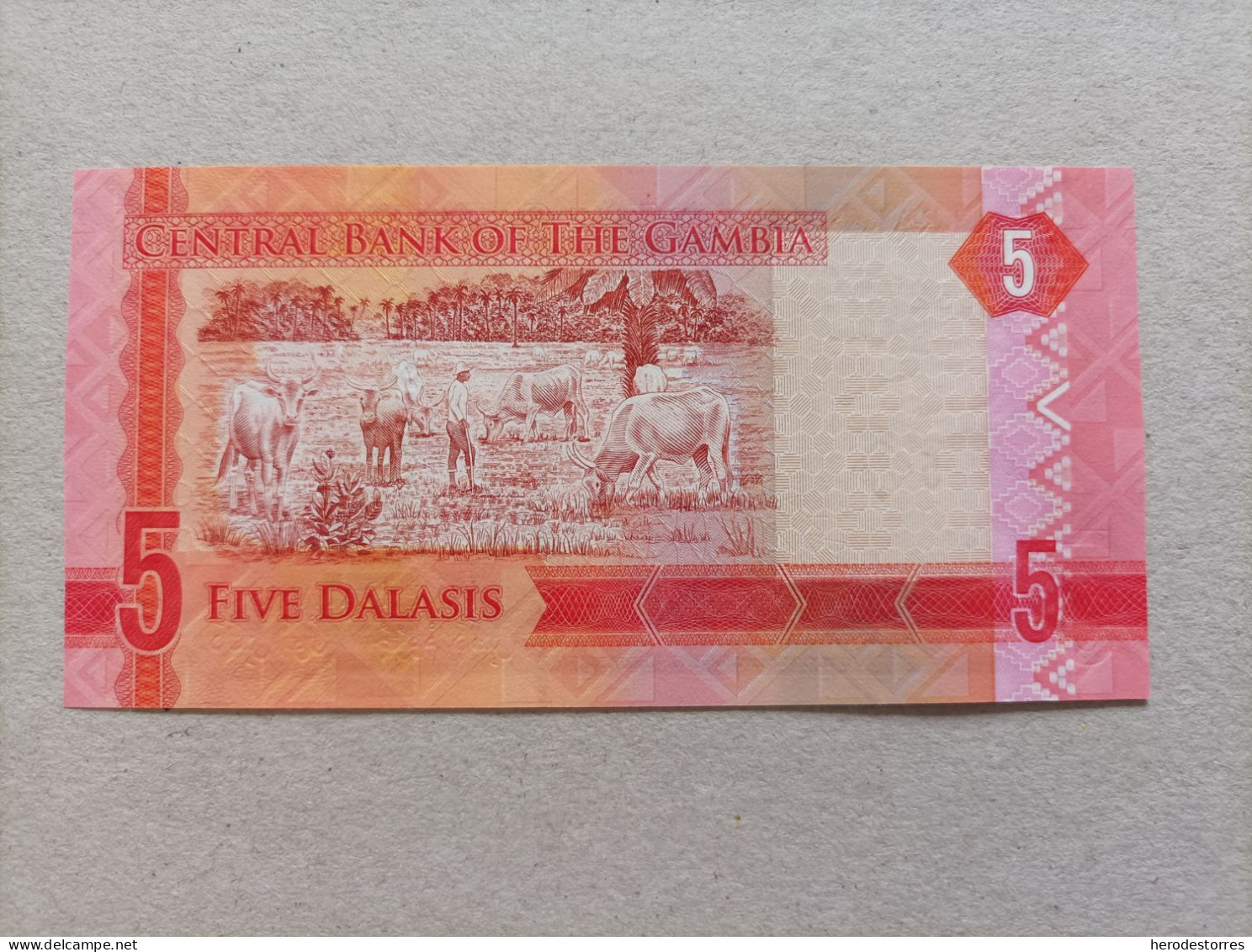 Billete De Gambia De 5 Dalasis Serie A, Año 2015, UNC - Gambia