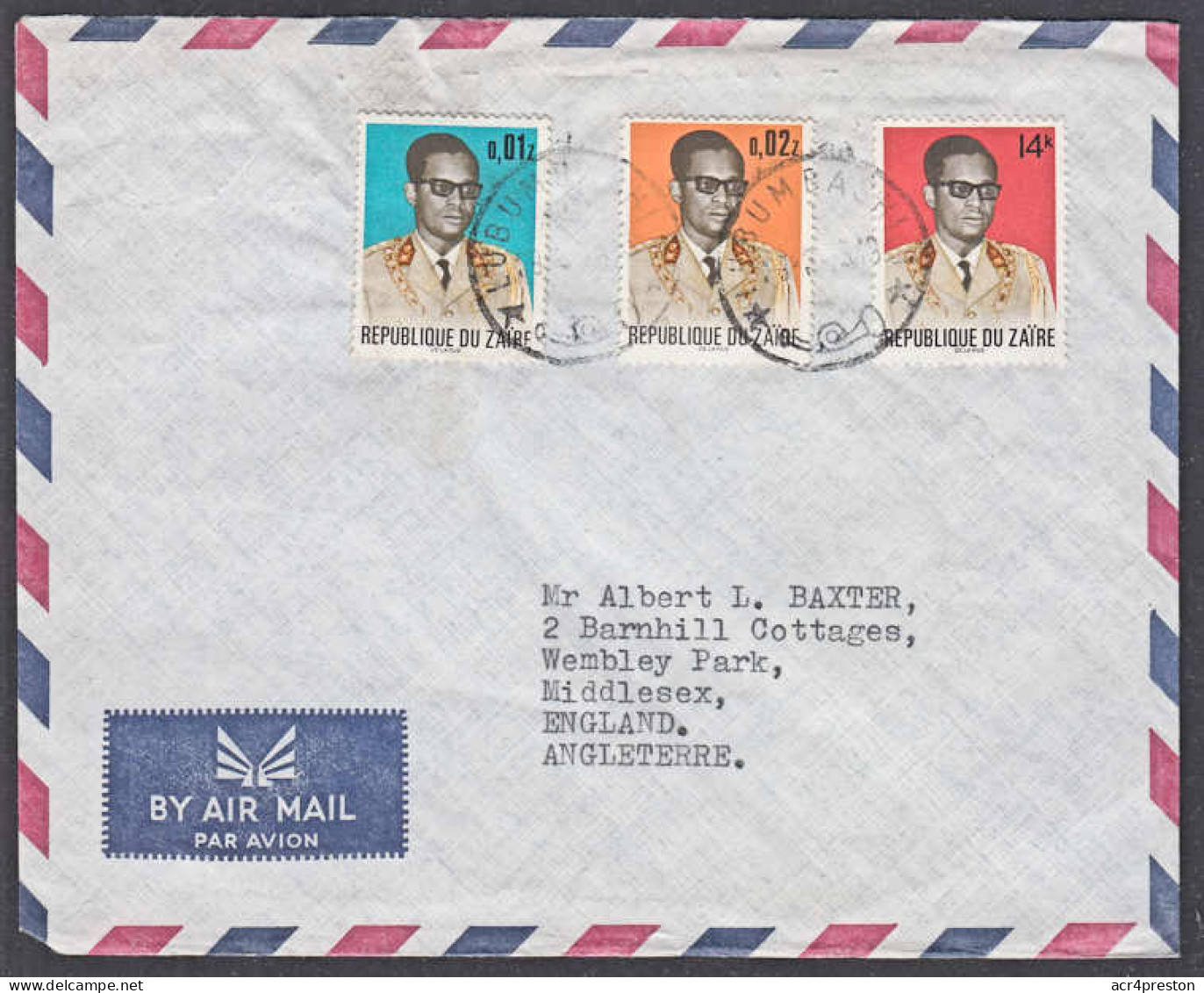 Ca0034 ZAIRE 1973, Mobutu Stamps On Lubumbashi Cover To England - Briefe U. Dokumente