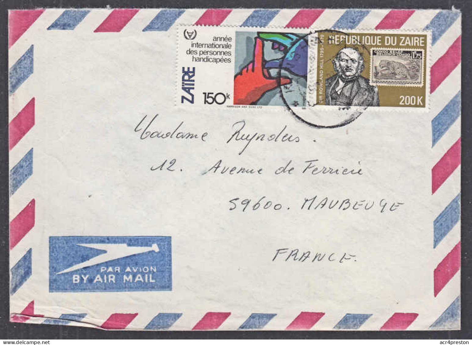 Ca0493 ZAIRE 1982, Rowland Hill & Handicappé Stamps On Kinshasa Cover To France - Storia Postale