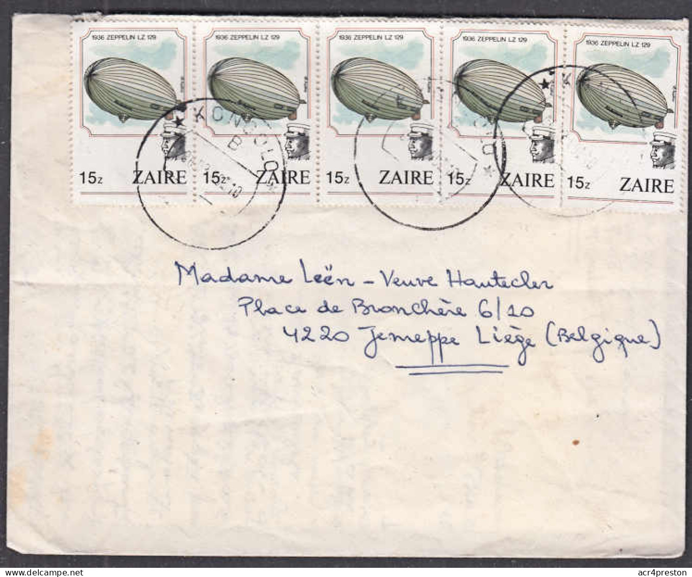 Ca5148 ZAIRE 1989, Balloon Stamps On Kongolo Cover To Belgium - Briefe U. Dokumente