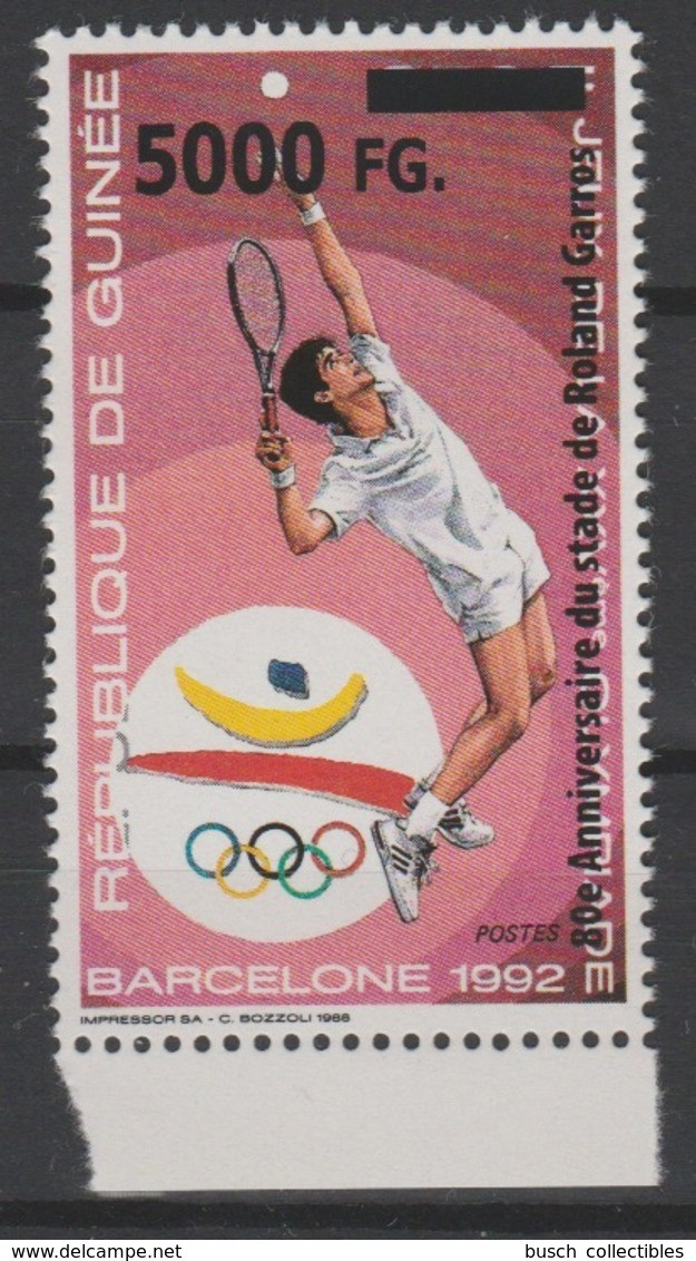 Guinée Guinea 2008 Mi. 6300 Surchargé Overprint Olympic Games Barcelona 1992 Jeux Olympiques Roland Garros Tennis - Sommer 1992: Barcelone