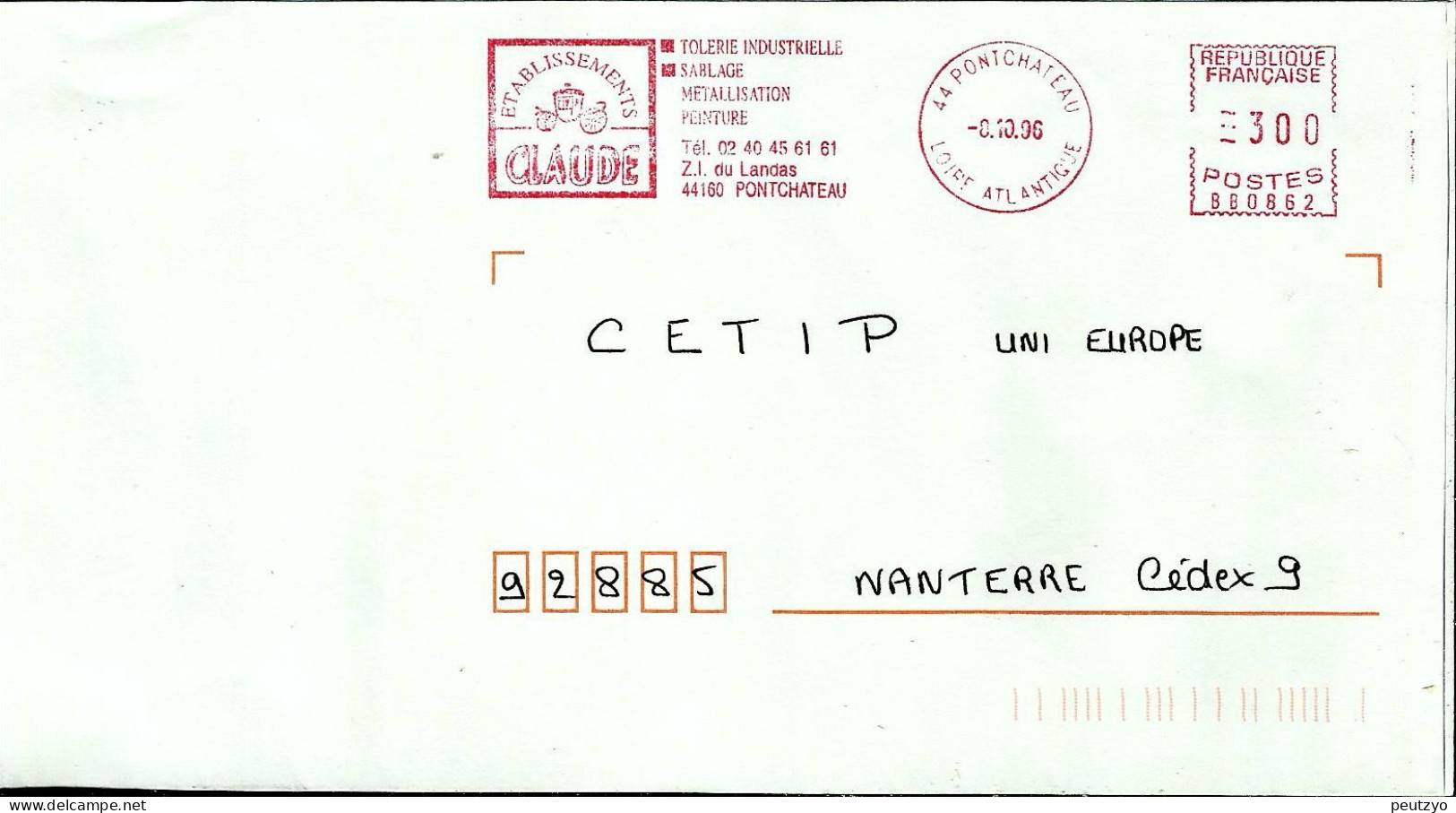 Lettre Entiere EMA  Ets Claude Metiers  Transports Diligence Carrosse 44 Pontchateau   B 564 - Diligences