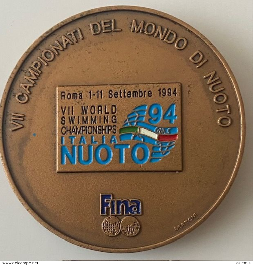 ITALIA,VII WORLD SWIMMING CHAMPIONSHIPS 94 ITALIA NUOTO,MEDAL,BERTONI - Swimming