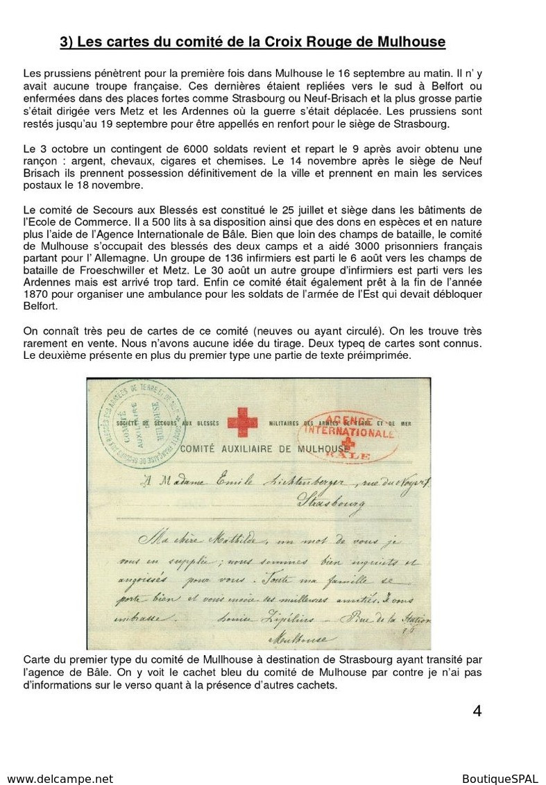 Les Cartes De Correspondance De La Croix-Rouge En Alsace En 1870 - SPAL 2020 - Elsass - Rotes Kreuz 1870 - Rotes Kreuz