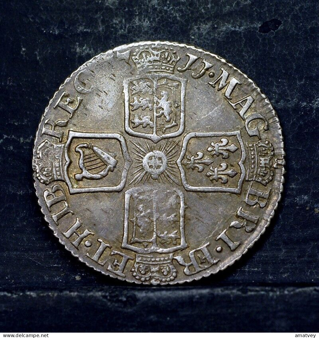 1711 Great Britain - Queen Anne, 6 Pence, High Grade, Post Union Reverse,  Free Shipping - Other & Unclassified