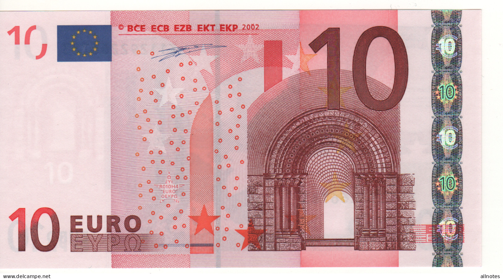 10 EURO  'X'   Germany    Firma  Duisenberg     R 010 H4  X11  /  FDS - UNC - 10 Euro