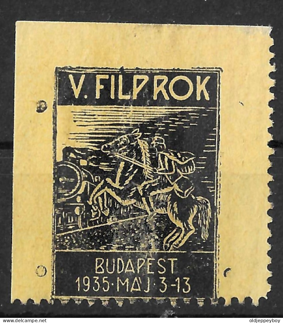 1935 Hungary Stamp Vignette Cinderella BUDAPEST LOCOMOTIVE Train Postman Horse V. Filprok Stamp Exhibition - Other & Unclassified