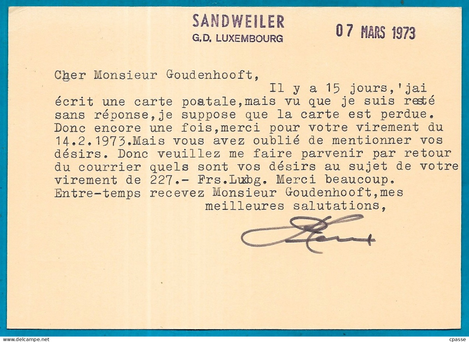 CPM Luxembourg EXPHIMO 1970 (circulé 1973) Exposition Thématique Officielle De La F.S.P.L. Anniversaire MONDORF 1910 - Herdenkingskaarten