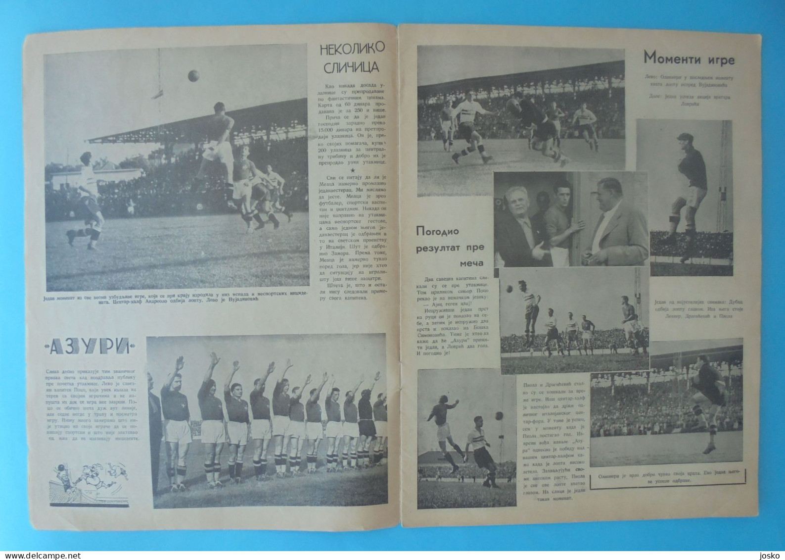 YUGOSLAVIAvs ITALY - 1939 Inter. football match * Large reportage in Yugoslav magazine * Giuseppe Meazza calcio Italia