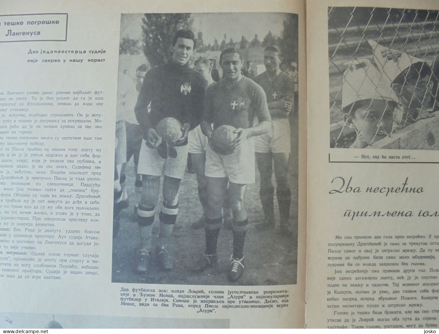 YUGOSLAVIAvs ITALY - 1939 Inter. football match * Large reportage in Yugoslav magazine * Giuseppe Meazza calcio Italia